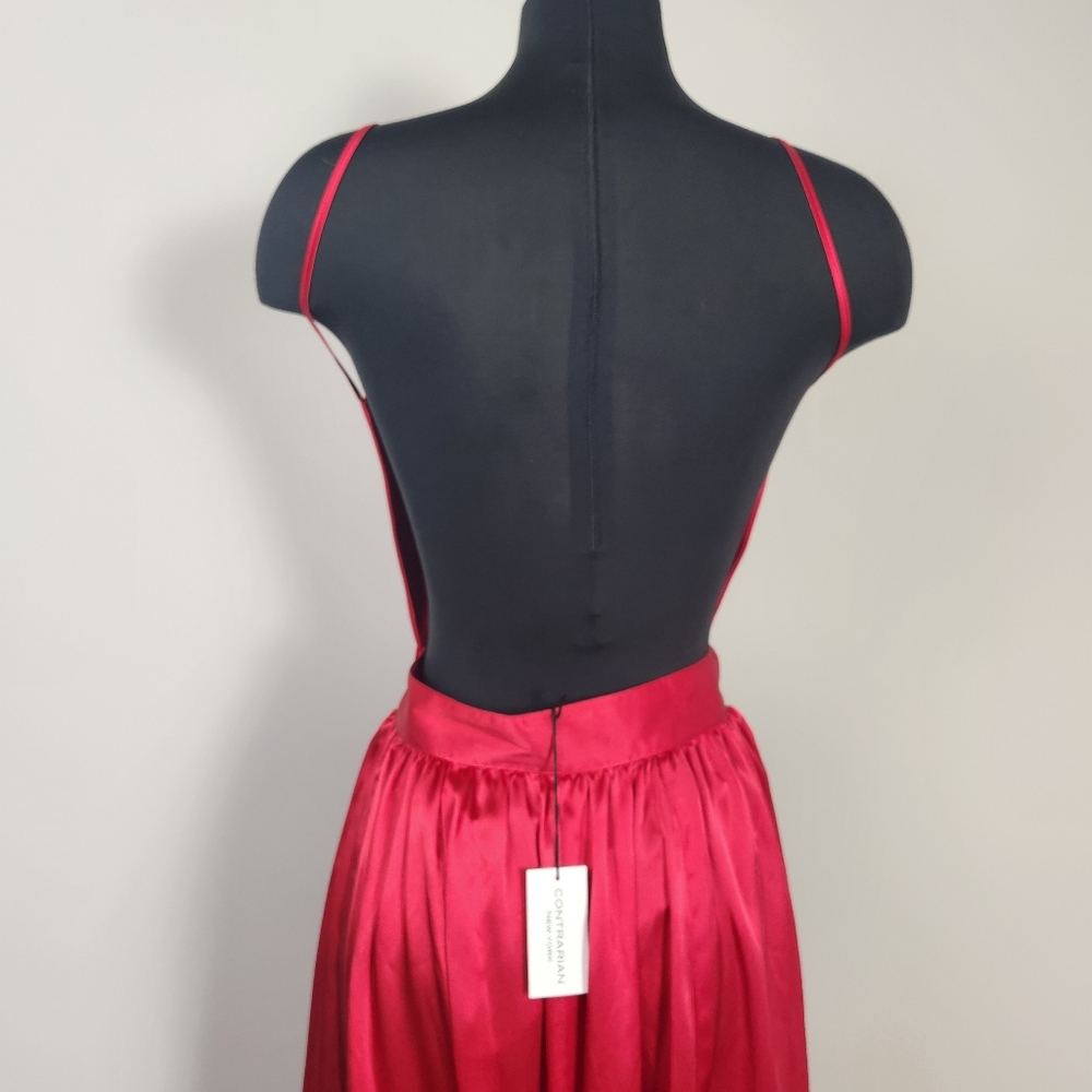 Elegant 100% Silk Red Maxi Dress - Picture 5 of 11